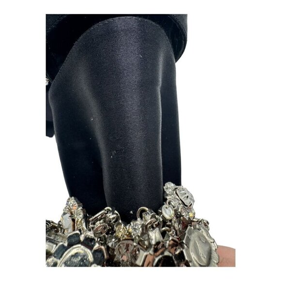 Manolo Blahnik Satin Crystal Embellished Sandal Heels - Picture 13 of 14